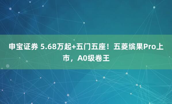 申宝证券 5.68万起+五门五座！五菱缤果Pro上市，A0级卷王
